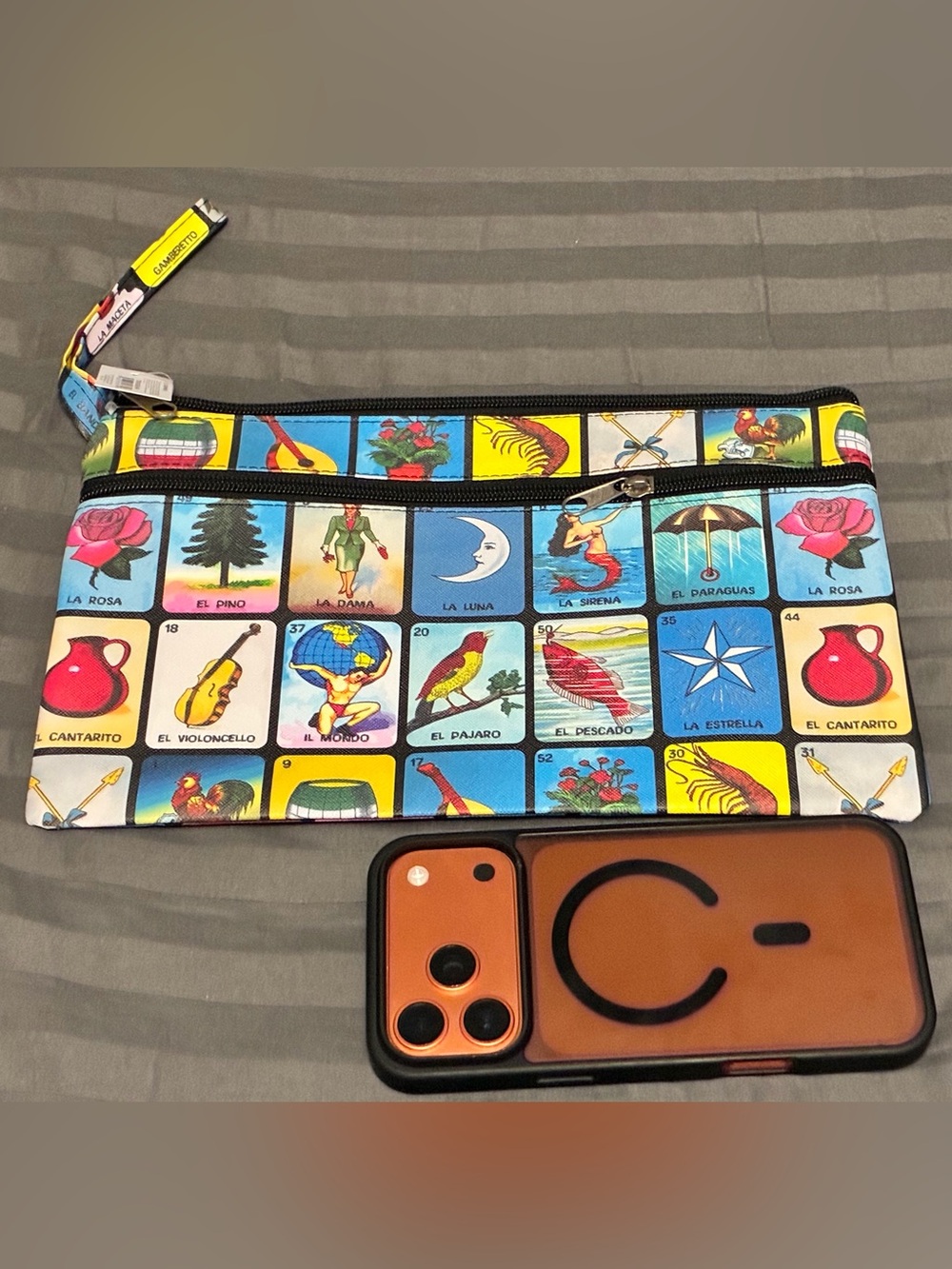 Colorful Card Game Print Zip Pouch - Multi-Color